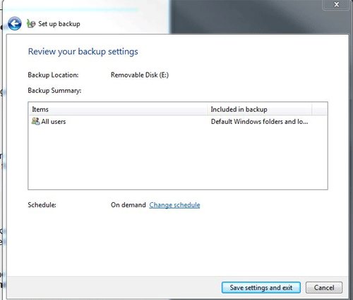 Windows 7 Backup Setup